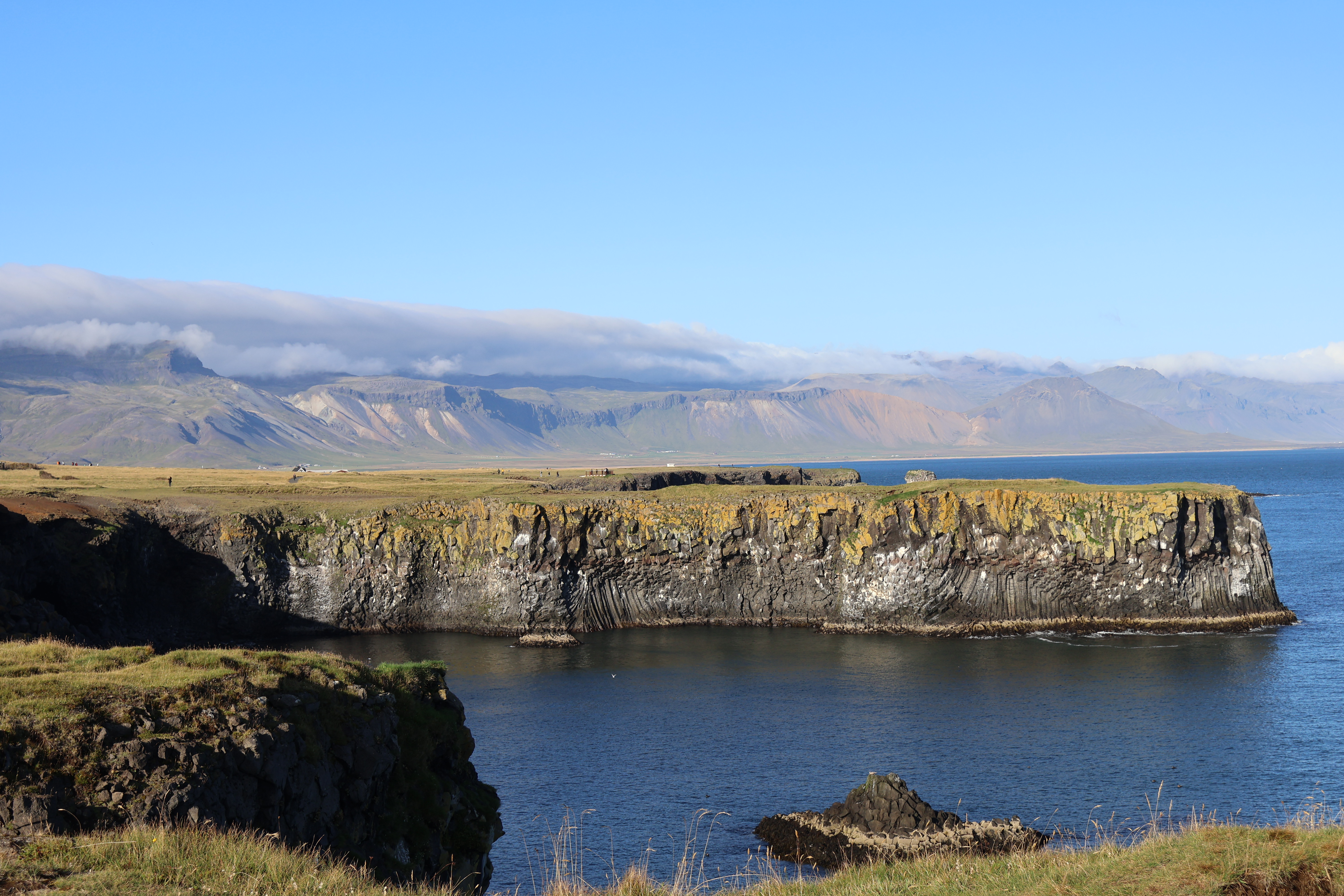 Arnarstapi Sea Cliffs (w/ mountains)